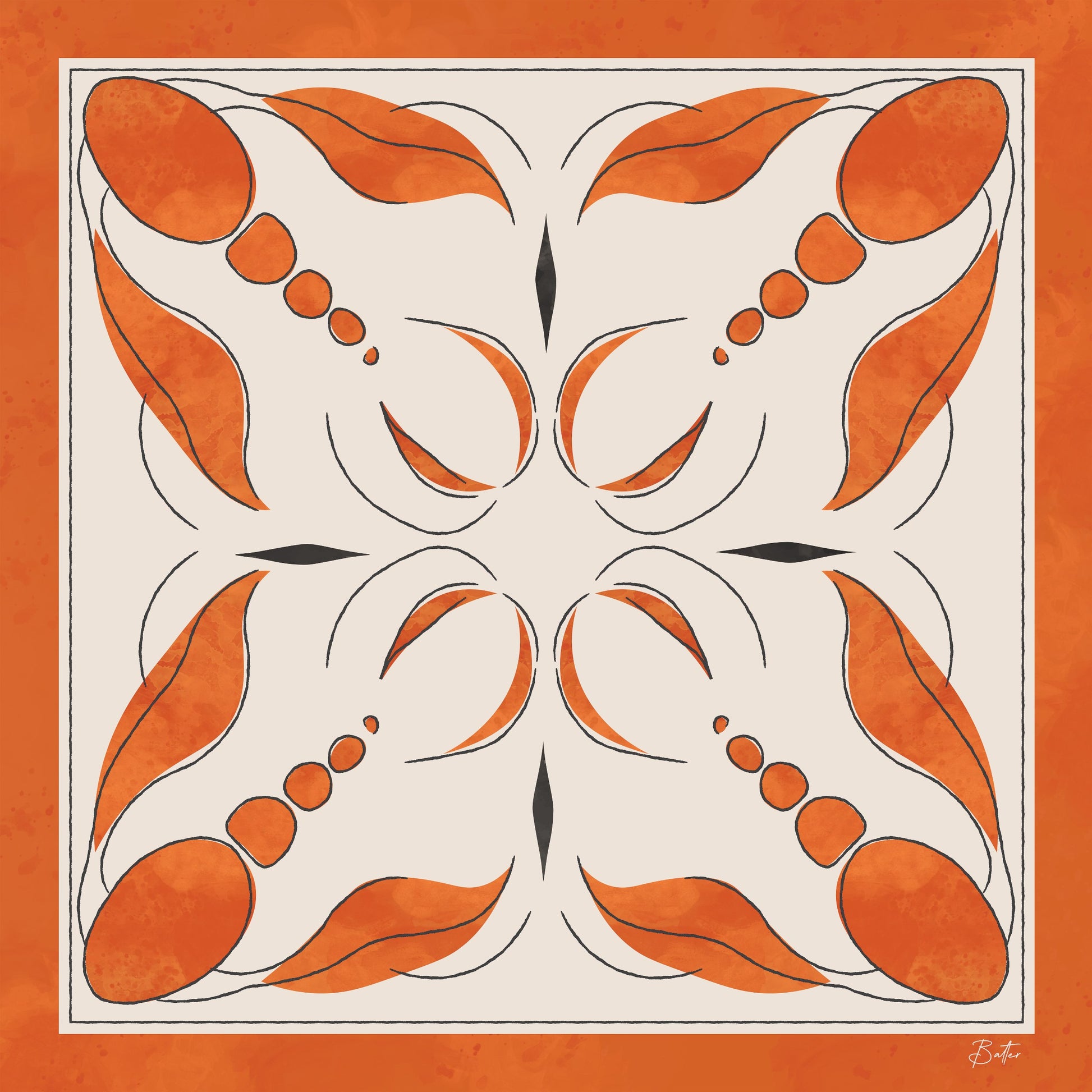 Wimbledon Silk Scarf – flat lay showing both Grace Orange and Grace Green variants